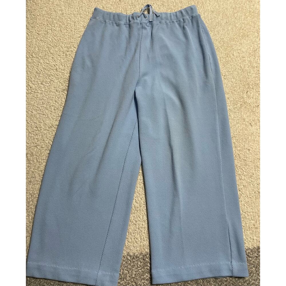 Sport Savvy Womens M Drawstring Wide Leg Cropped Pants Blue Athleisure Casual